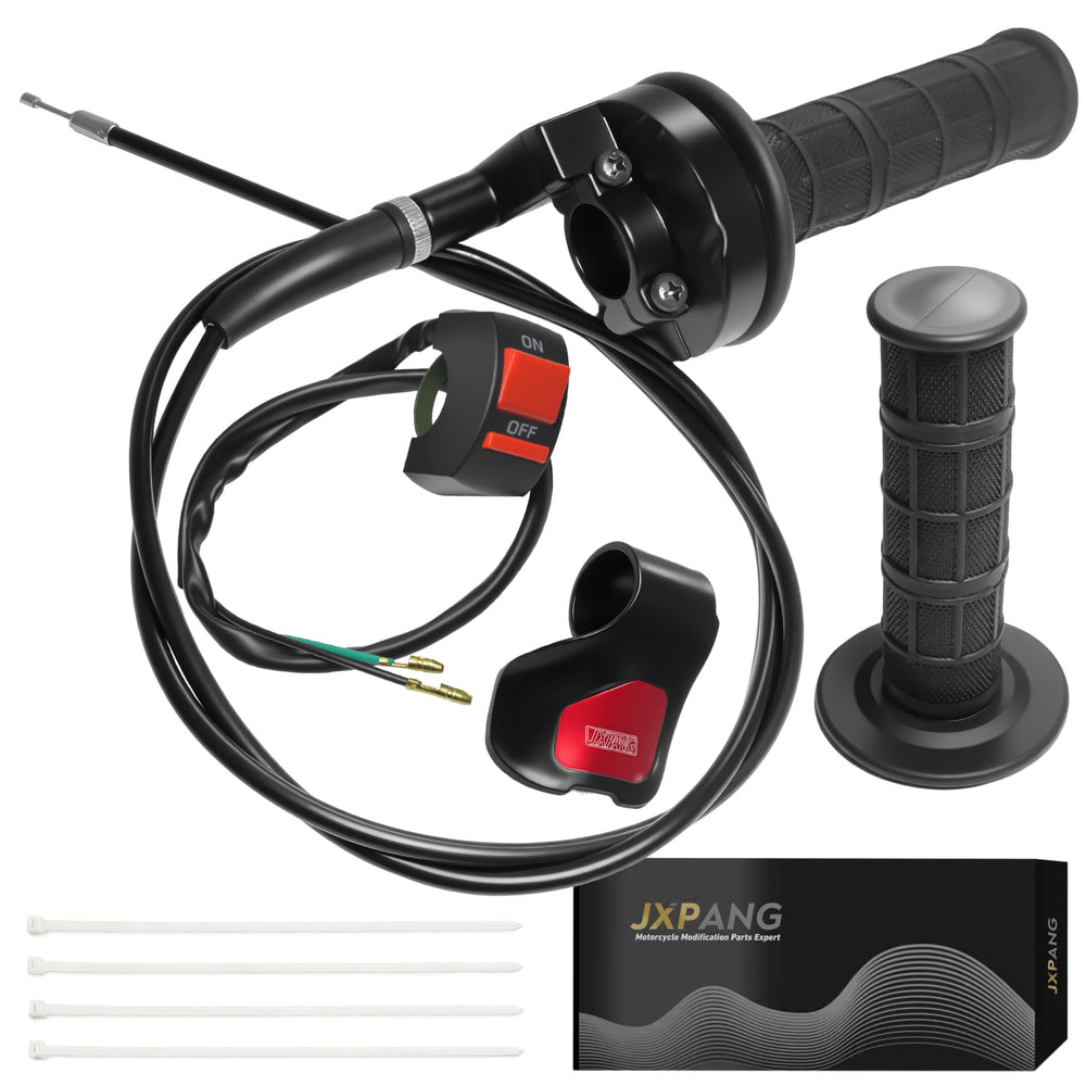 JXPANG throttle grips on 7/8-inch handlebars enable smooth, precise control.