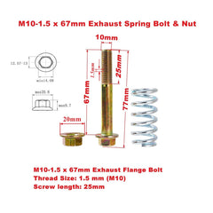 Jxsaboorle M10-1.5x67mm bolt with springs for secure exhaust connections