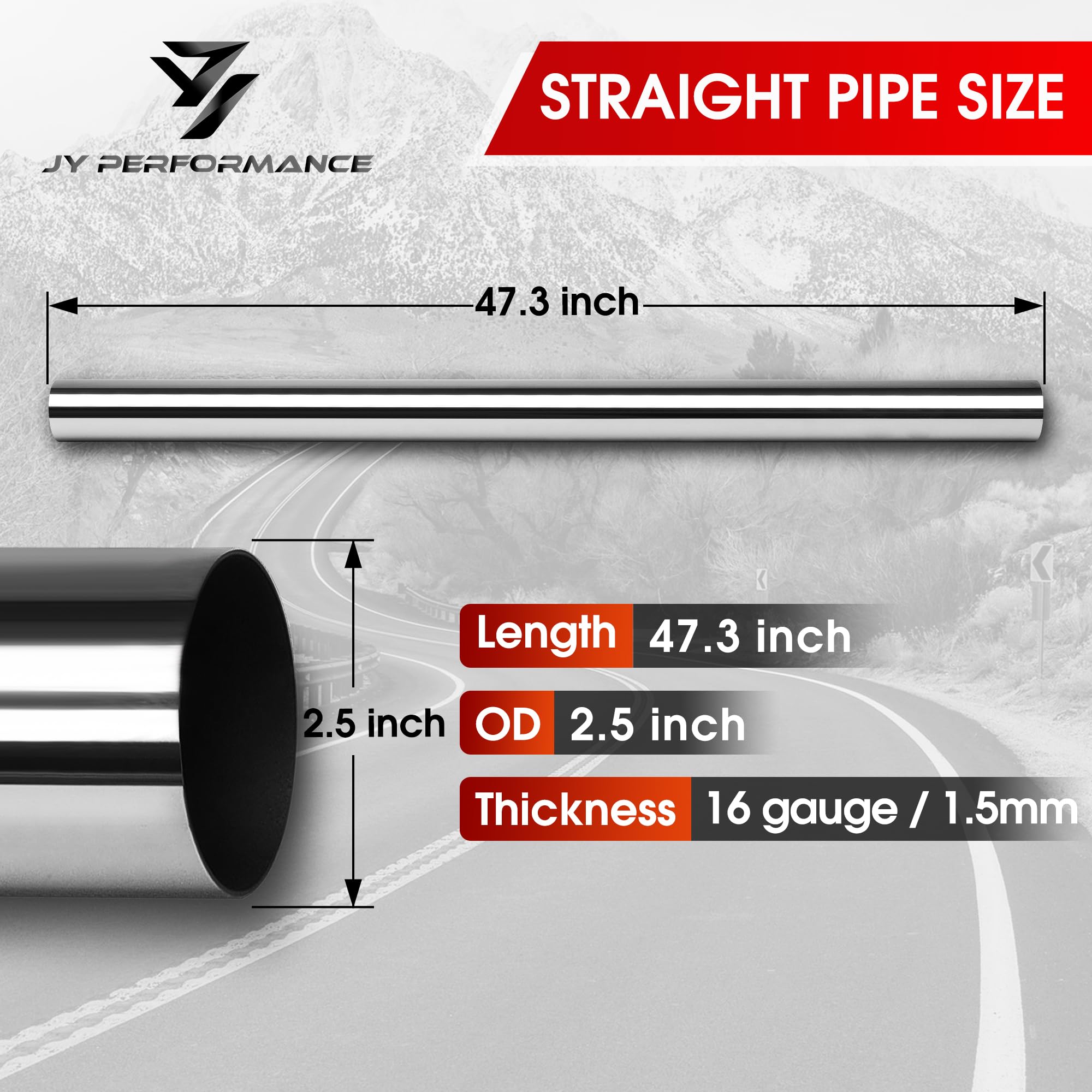 16-gauge wall thickness exhaust pipe for rigidity and handling.