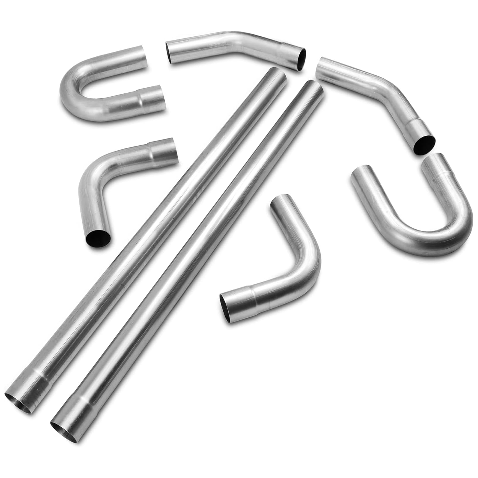 JY PERFORMANCE 2.25-inch straight exhaust pipe in T304 stainless for universal fit.