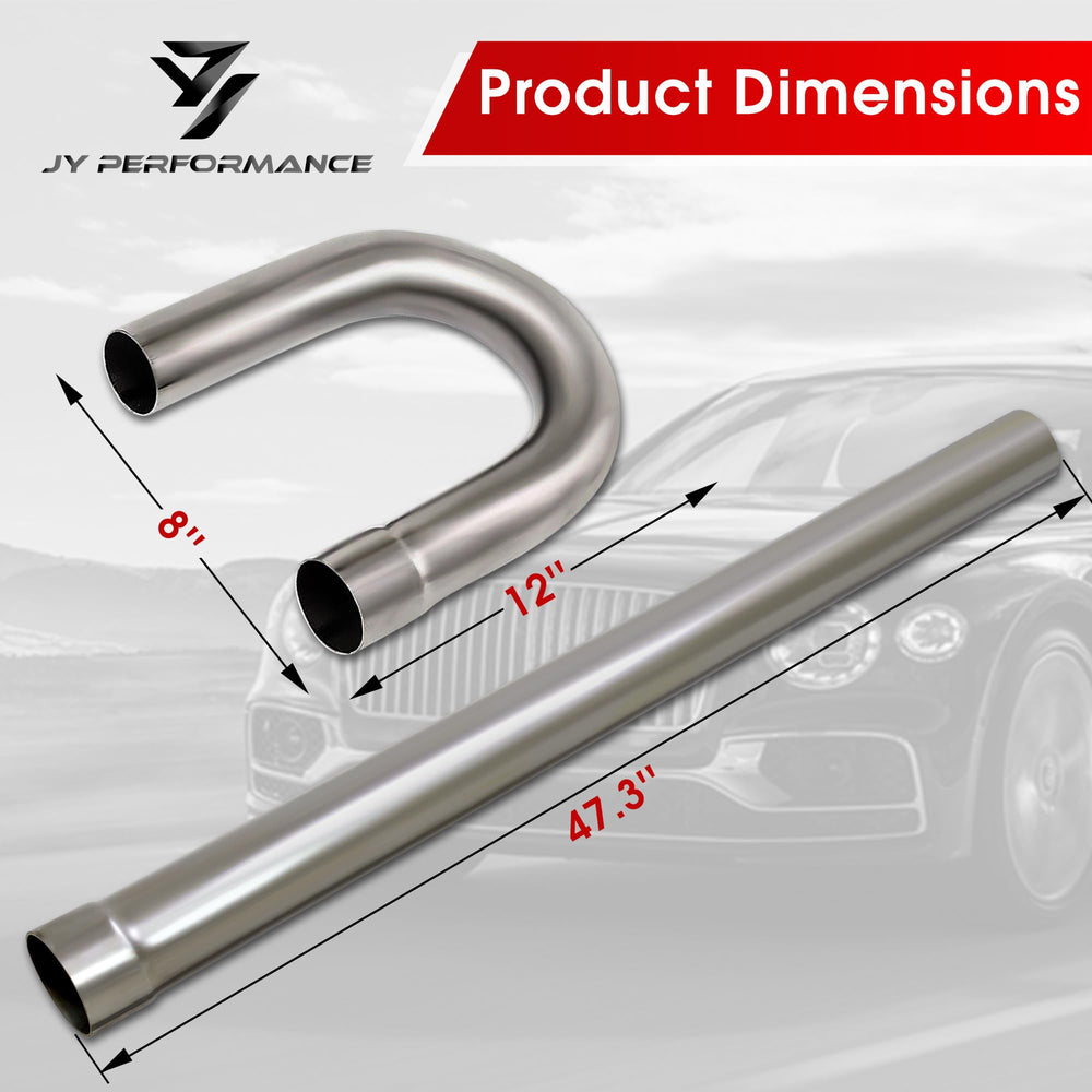 JY PERFORMANCE 2.25-inch 180-degree U-bend exhaust component for tight spaces.
