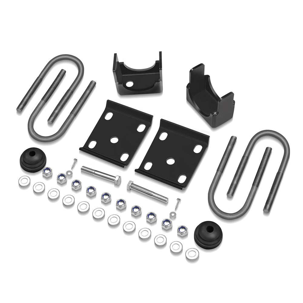 JY Performance 6-inch rear flip kit under-vehicle view showing kit integration.