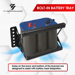 JY PERFORMANCE battery tray box installed example demonstrates bolt-in ease.