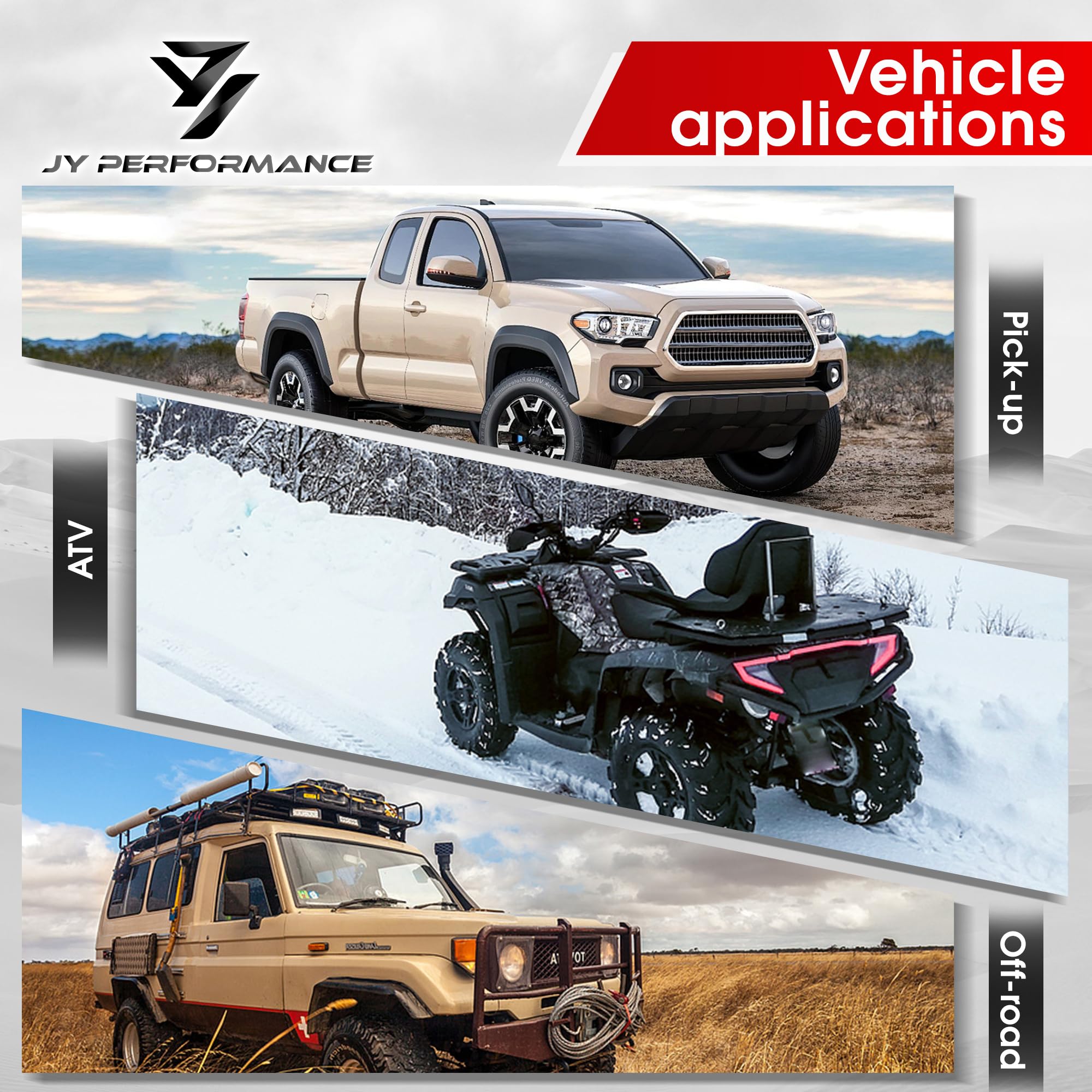 JY PERFORMANCE black powder-coated finish resists rust from moisture and debris.