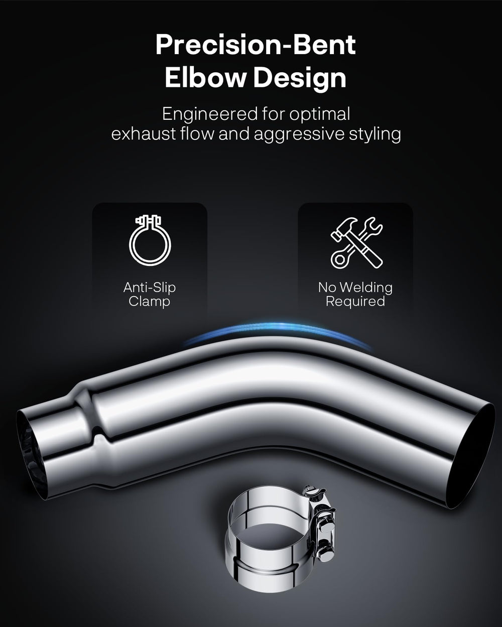 JY PERFORMANCE chrome turndown 45-degree diesel tip for efficient exhaust flow