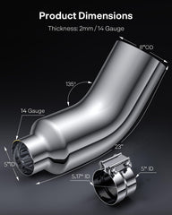 JY PERFORMANCE chrome turndown exhaust tip with corrosion resistance