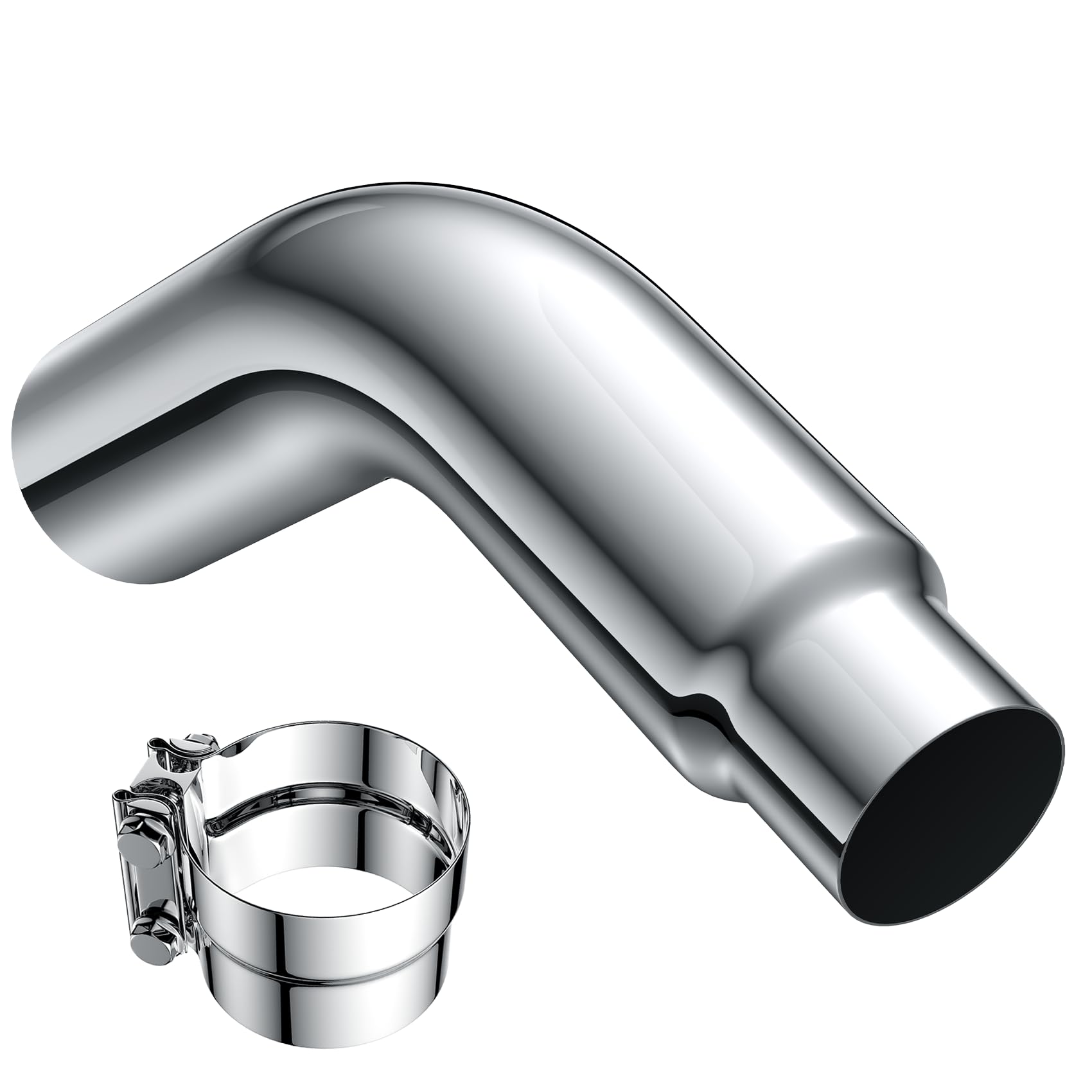 Jy Performance diesel exhaust tip elbow chrome finish for 4-5 inch systems, durable and corrosion resistant.