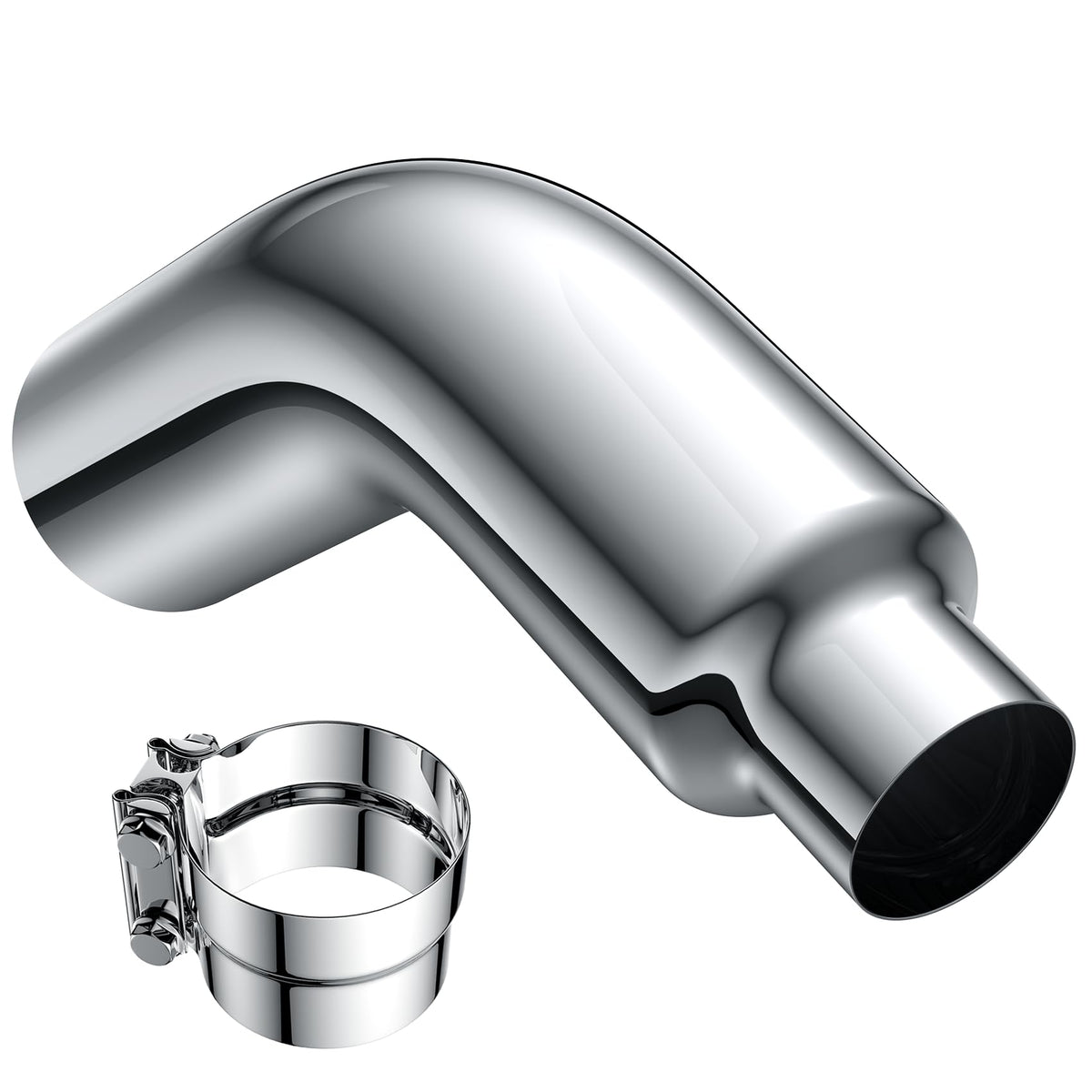 JY PERFORMANCE diesel exhaust tip elbow chrome with 4inlet and 6outlet showing 23-inch length for durable routing