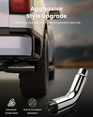 JY PERFORMANCE chrome elbow tip 45-degree angle highlights chrome finish and proper fit