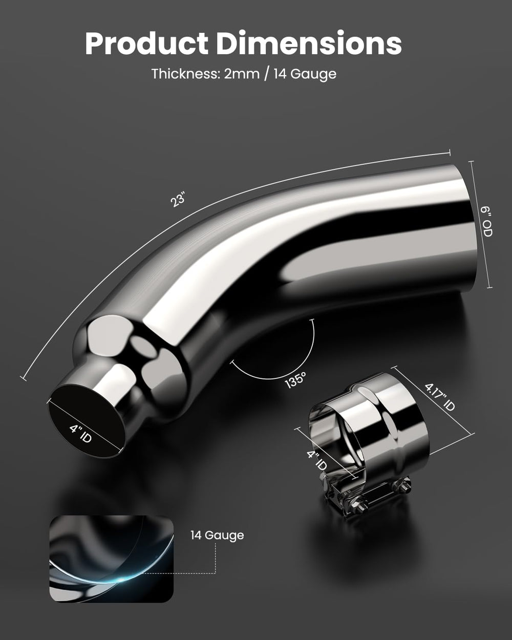 JY PERFORMANCE exhaust tip package showing included clamp for installation