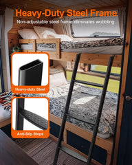 JY PERFORMANCE bunk bed ladder uses a 50-inch heavy-duty steel frame to resist wobble.