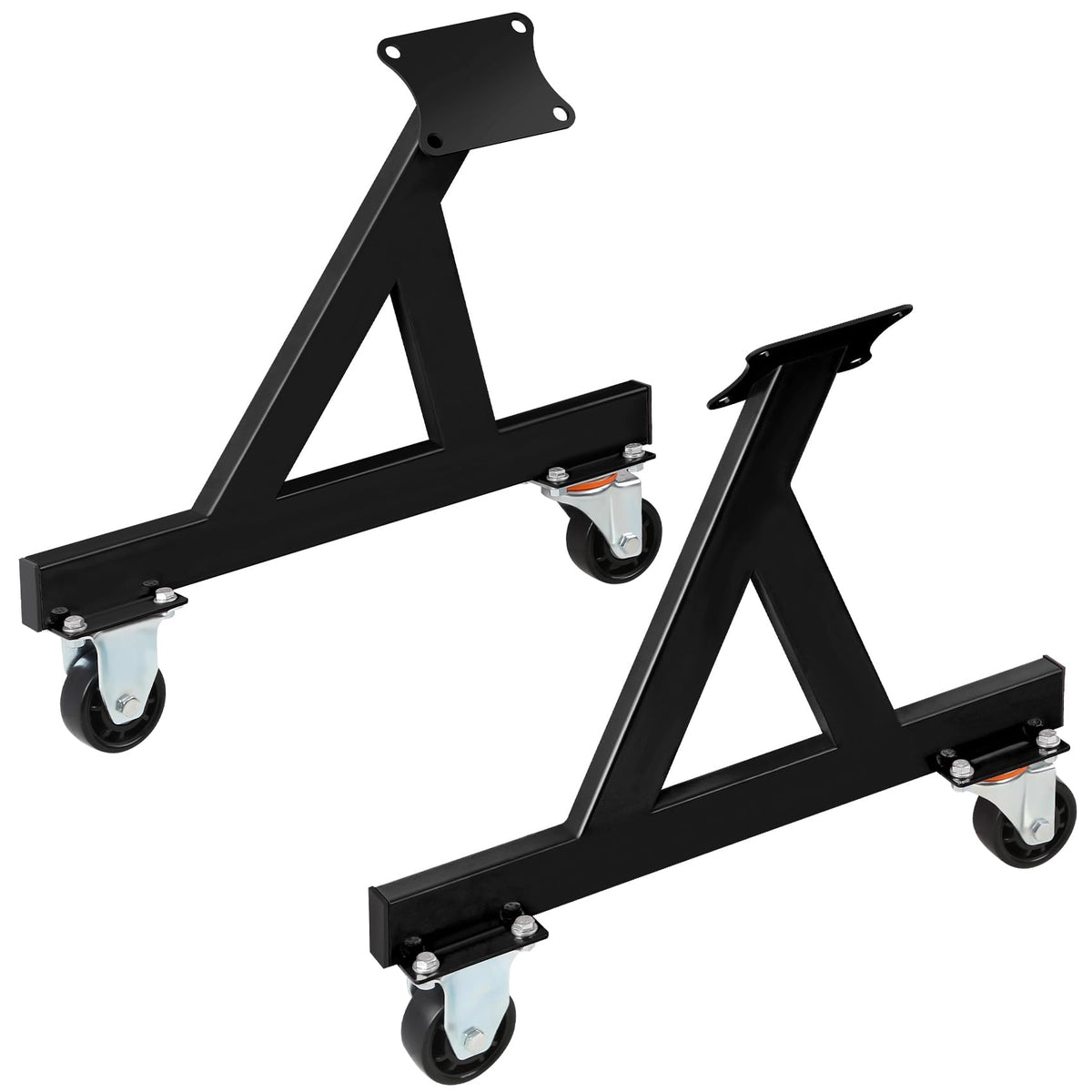 JY PERFORMANCE LS engine stand cradle supporting a GM Chevy V8 engine for secure storage.