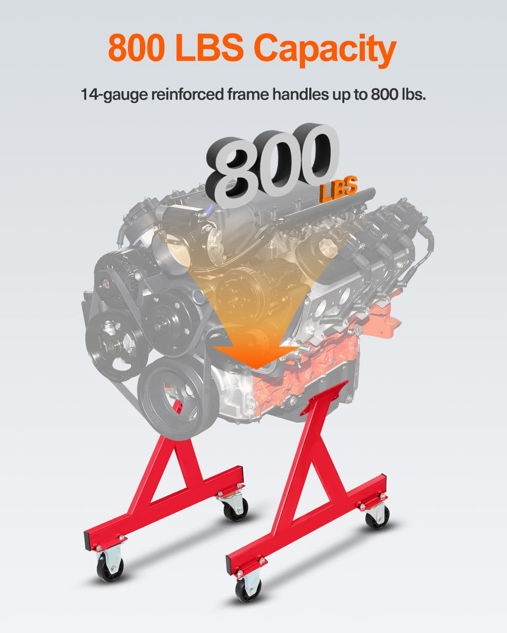 JY PERFORMANCE LS engine stand heavy-duty steel construction for durable engine support during tasks.