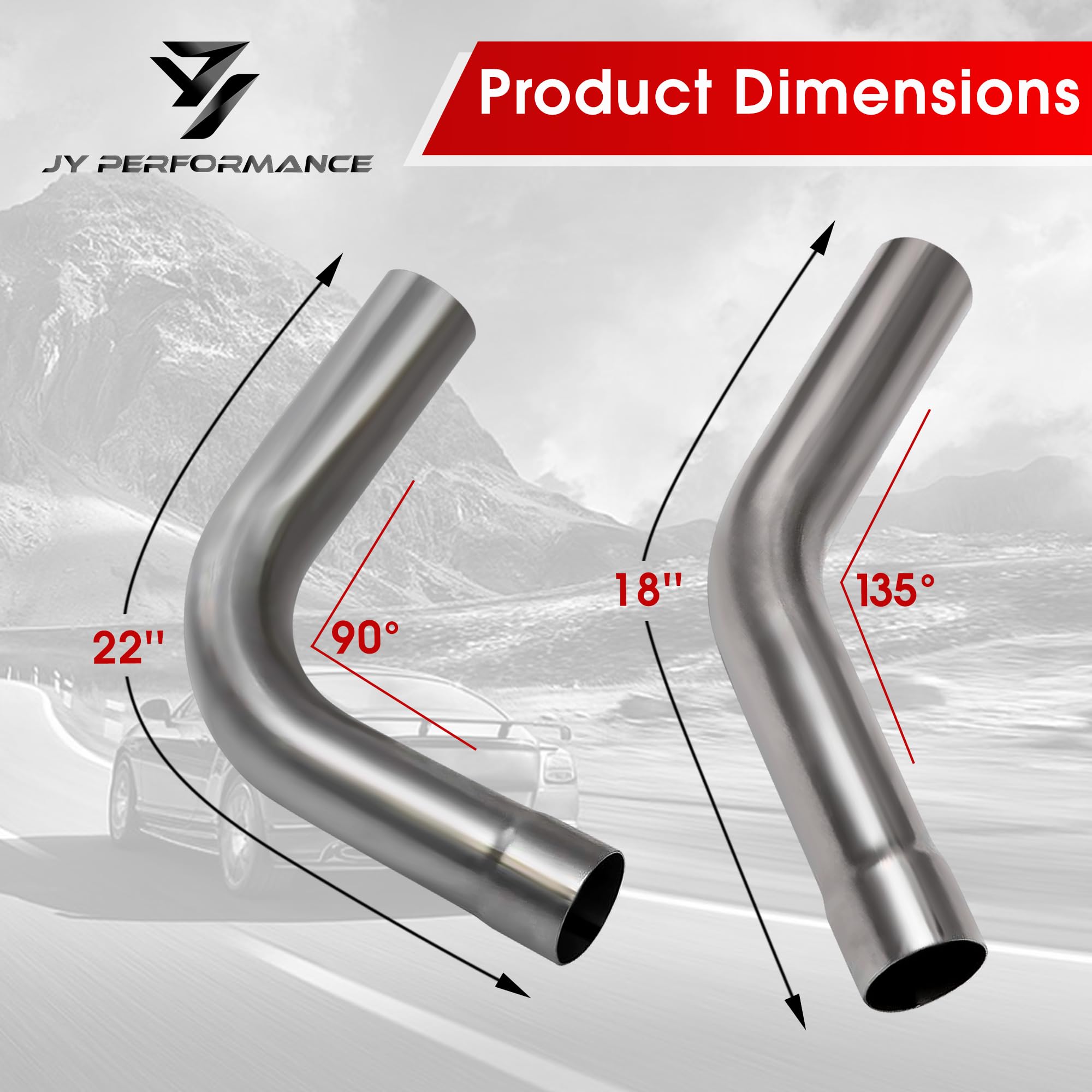 JY PERFORMANCE mandrel bent T304 stainless tubes for slip-fit installation.