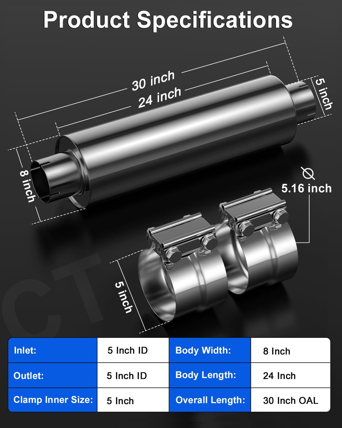 JY Performance stainless steel muffler resists rust for durability