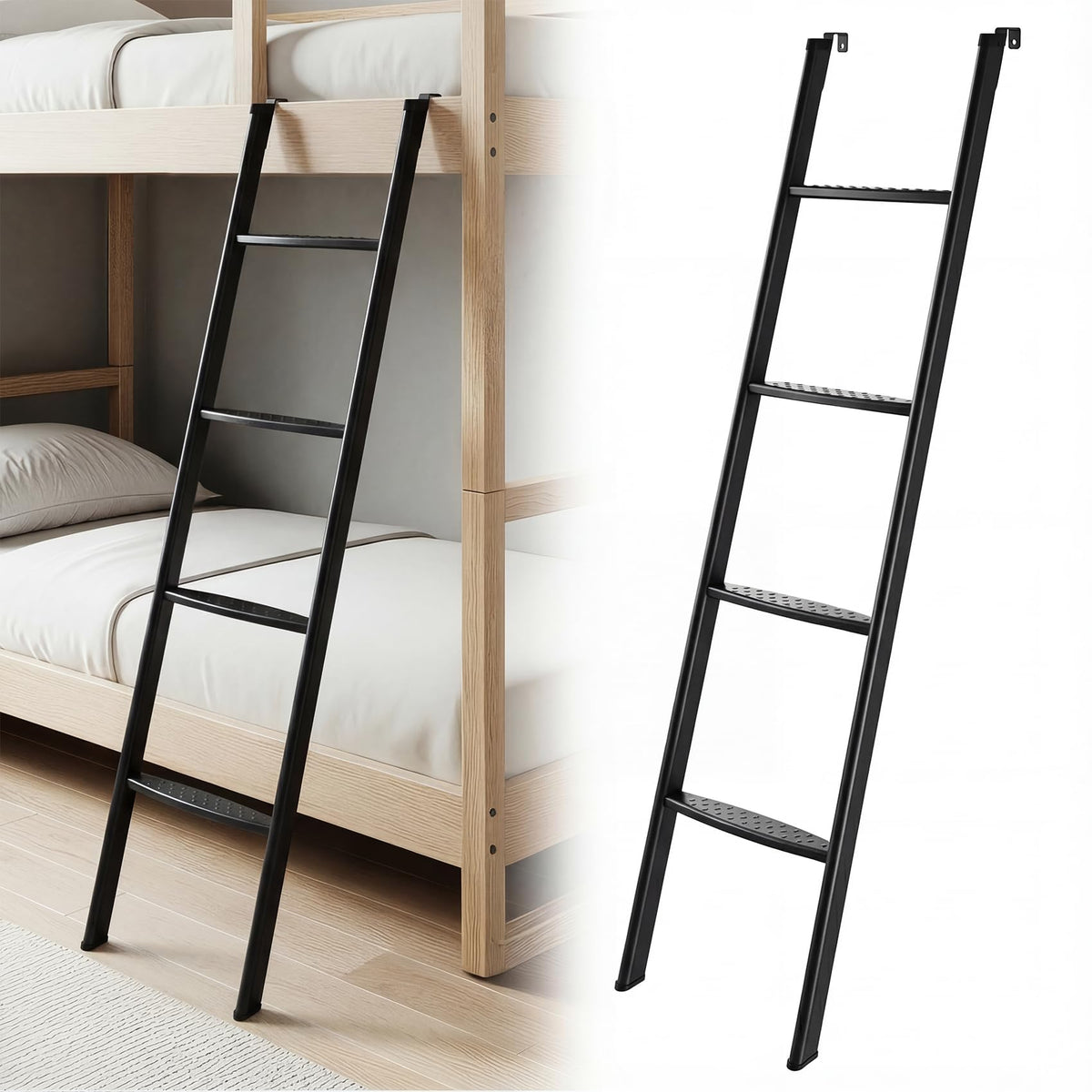 JY PERFORMANCE RV bunk bed ladder with 50-inch height and anti-slip steps for safe climbing.