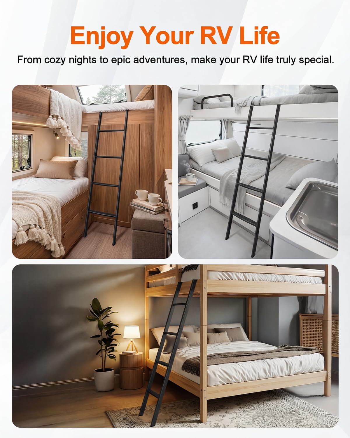 JY PERFORMANCE RV camper ladder emphasizes easy installation and secure mounting.