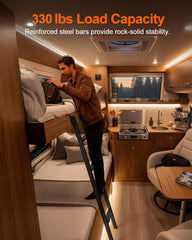JY PERFORMANCE RV ladder with integrated hooks for sturdy motorhome mounting.