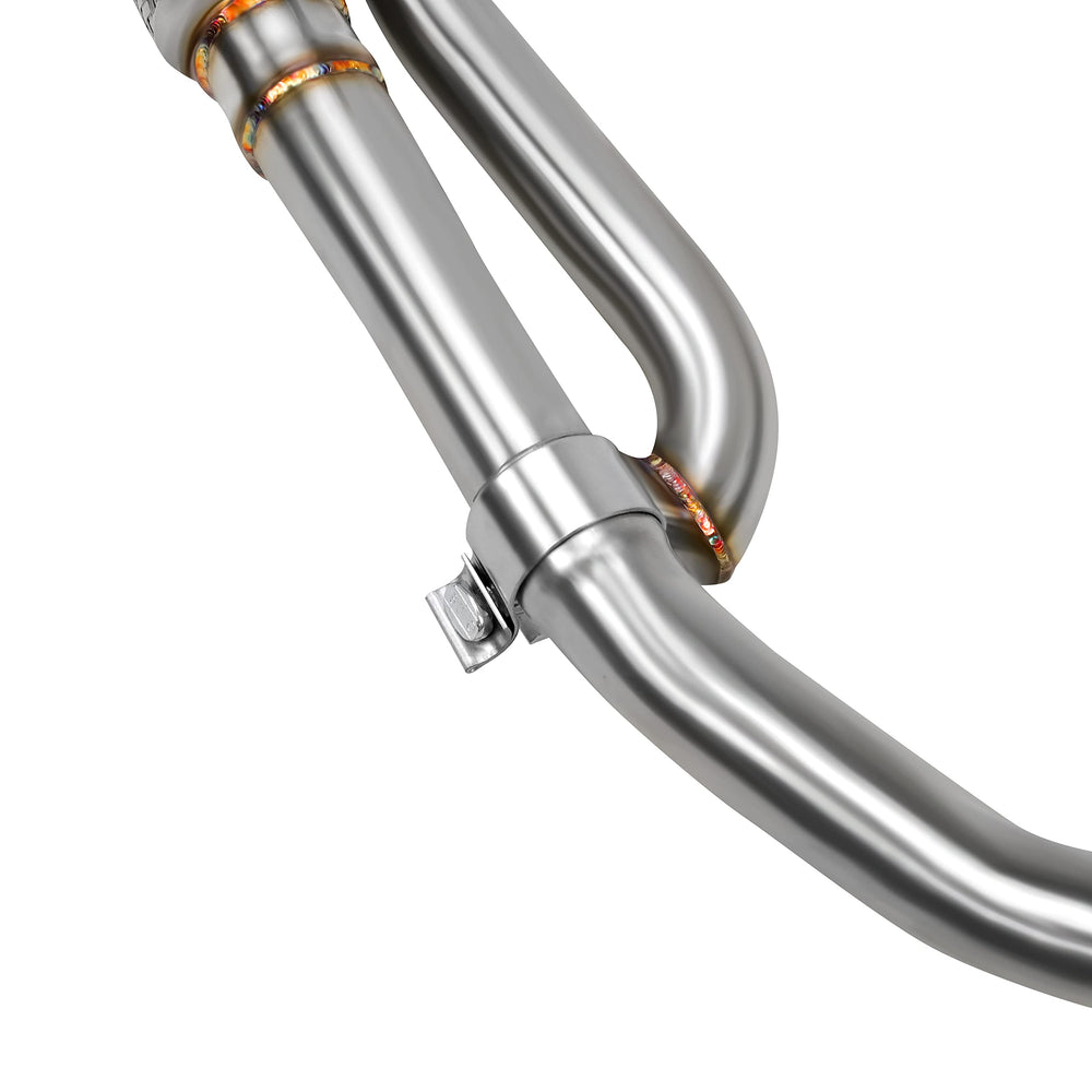 JY Performance precision-welded, reinforced pipe ensures stable exhaust flow.