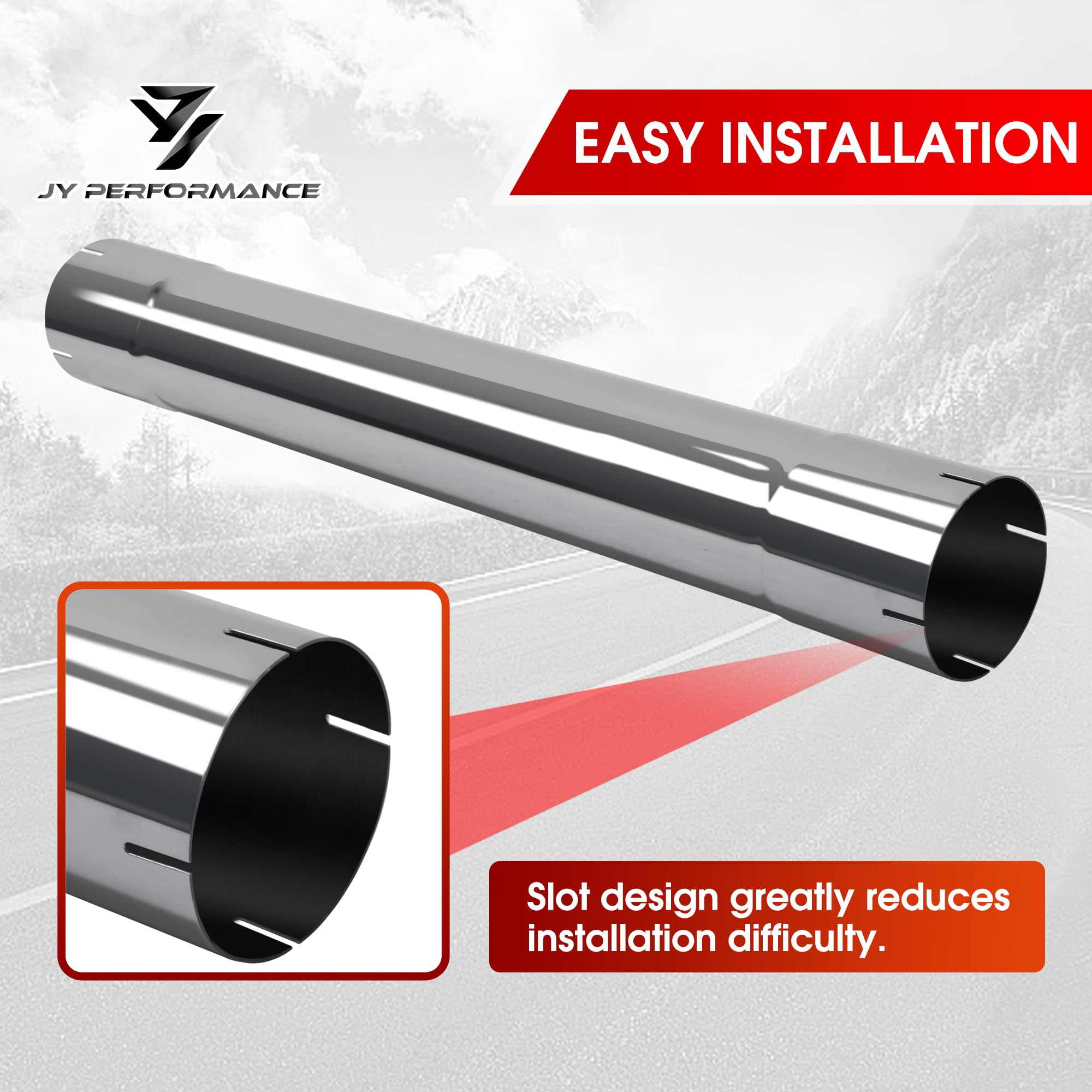 JY PERFORMANCE universal fit 4in exhaust pipe for many vehicle models.