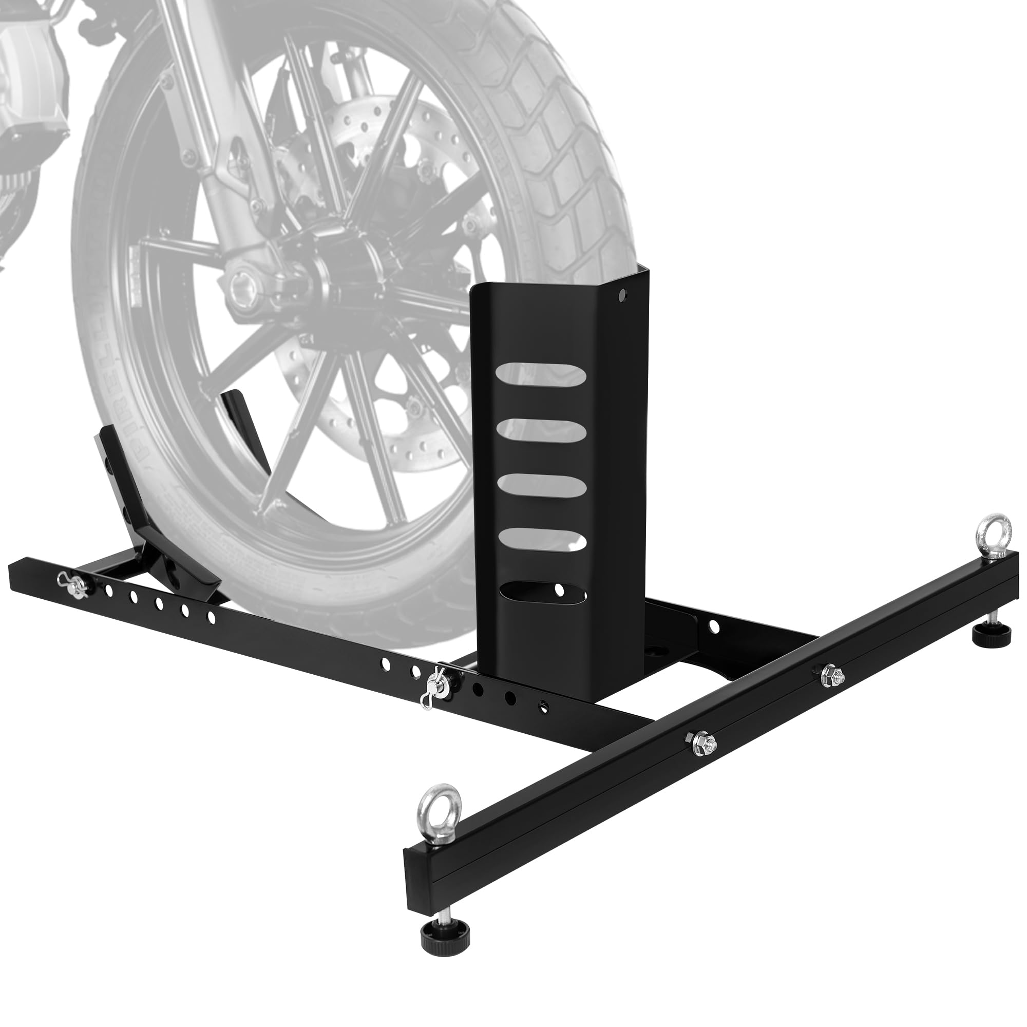 JY PERFORMANCE wheel chock front view showing sturdy frame and trailer mounting