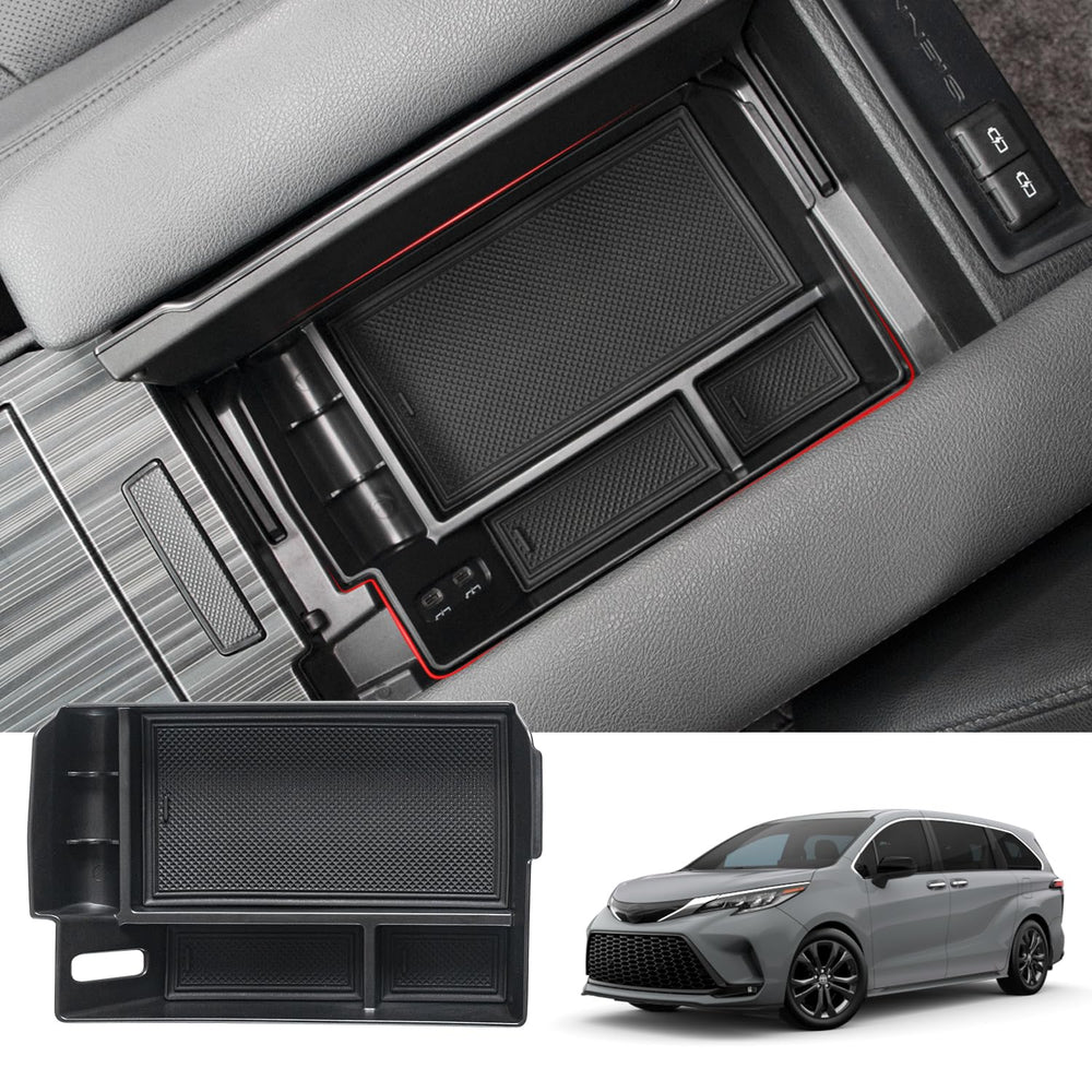 JYCDC center console tray with matte finish fits Toyota Sienna for organized storage.