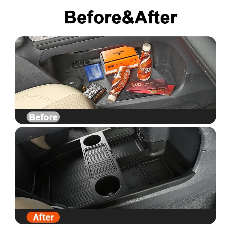 JYCDC under-bridge storage with cup holders keeps drinks upright during drives