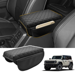 JYMAOYI center console cover for Bronco 2021-2026, front view protecting console from wear.