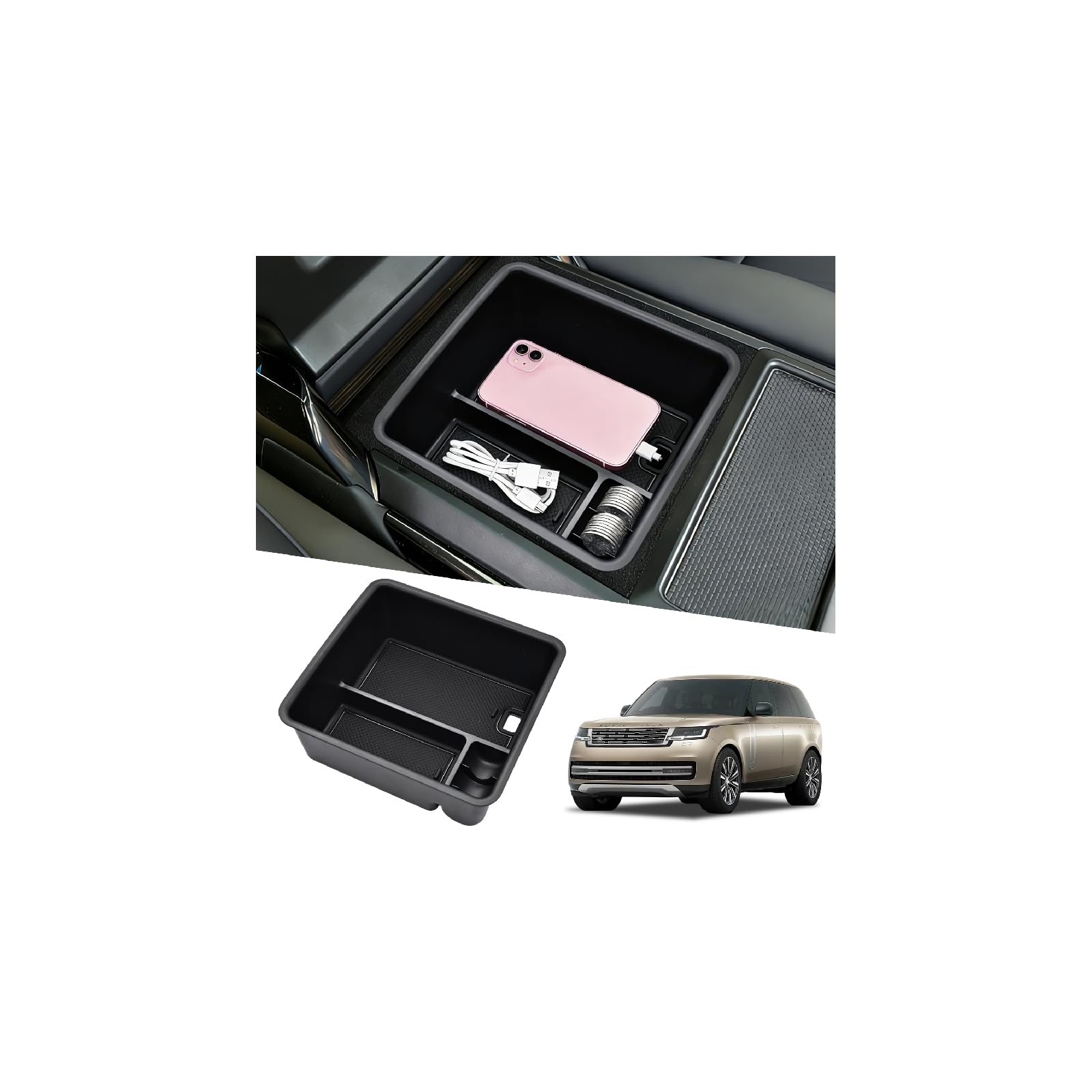 JYMAOYI Range Rover center console organizer insert for 2023-2026 with deep storage