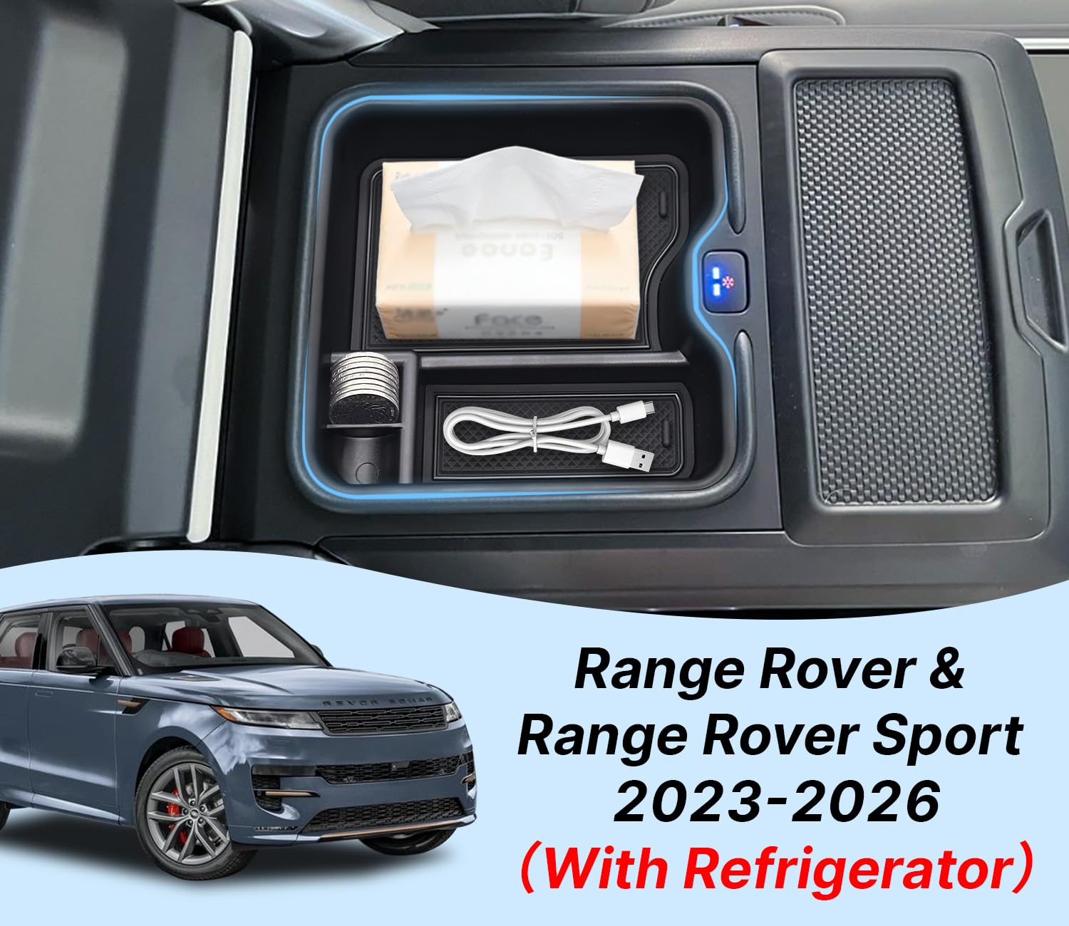 Divider layout of the JYMAOYI Range Rover refrigerator organizer neatly separates items