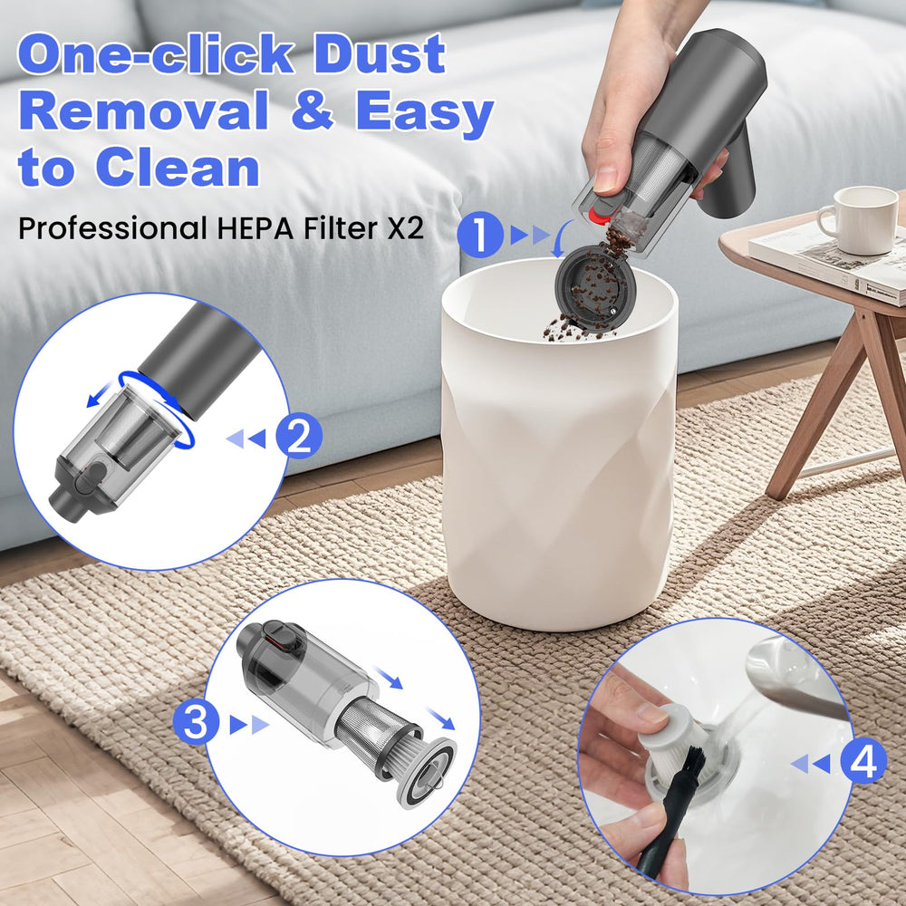 Dual filtration with HEPA and stainless steel filters for long-term cleanliness