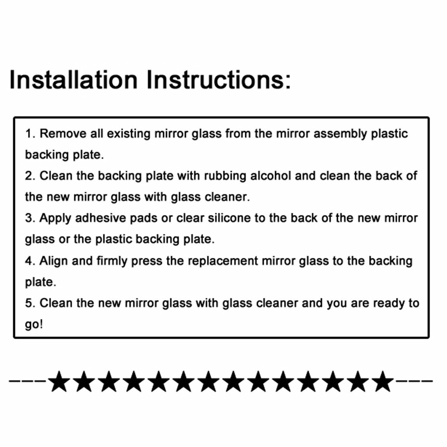 JZSUPER mirror glass with adhesive pads included for quick install