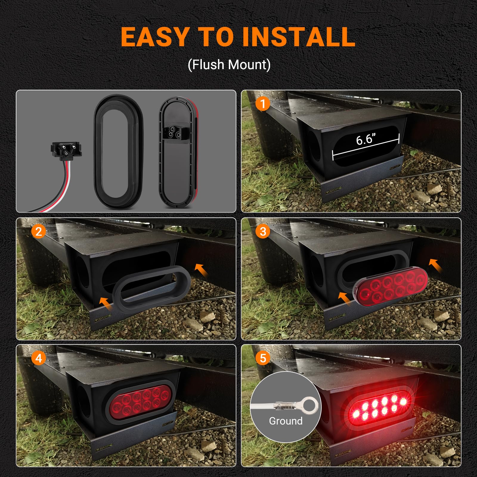 JZYZQBX 6in oval LED trailer light kit ready for installation.