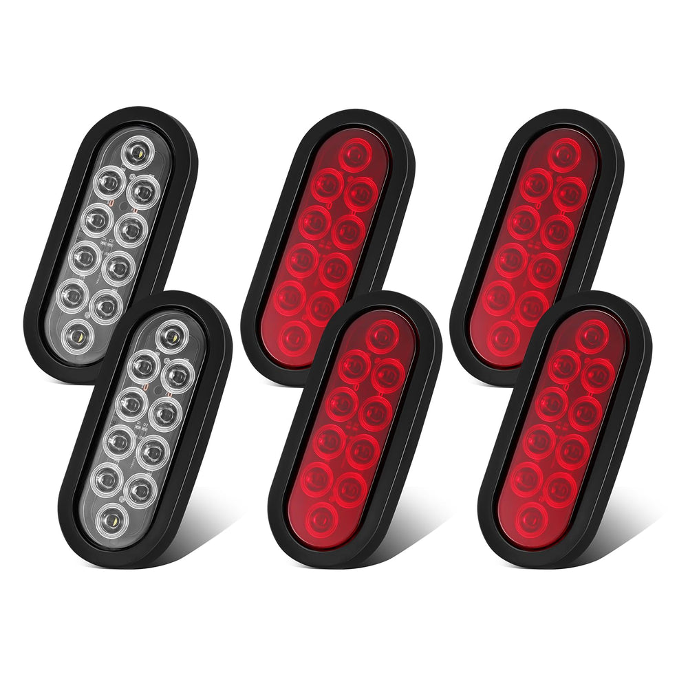 JZYZQBX 6in oval LED trailer light red front view improves daytime visibility.