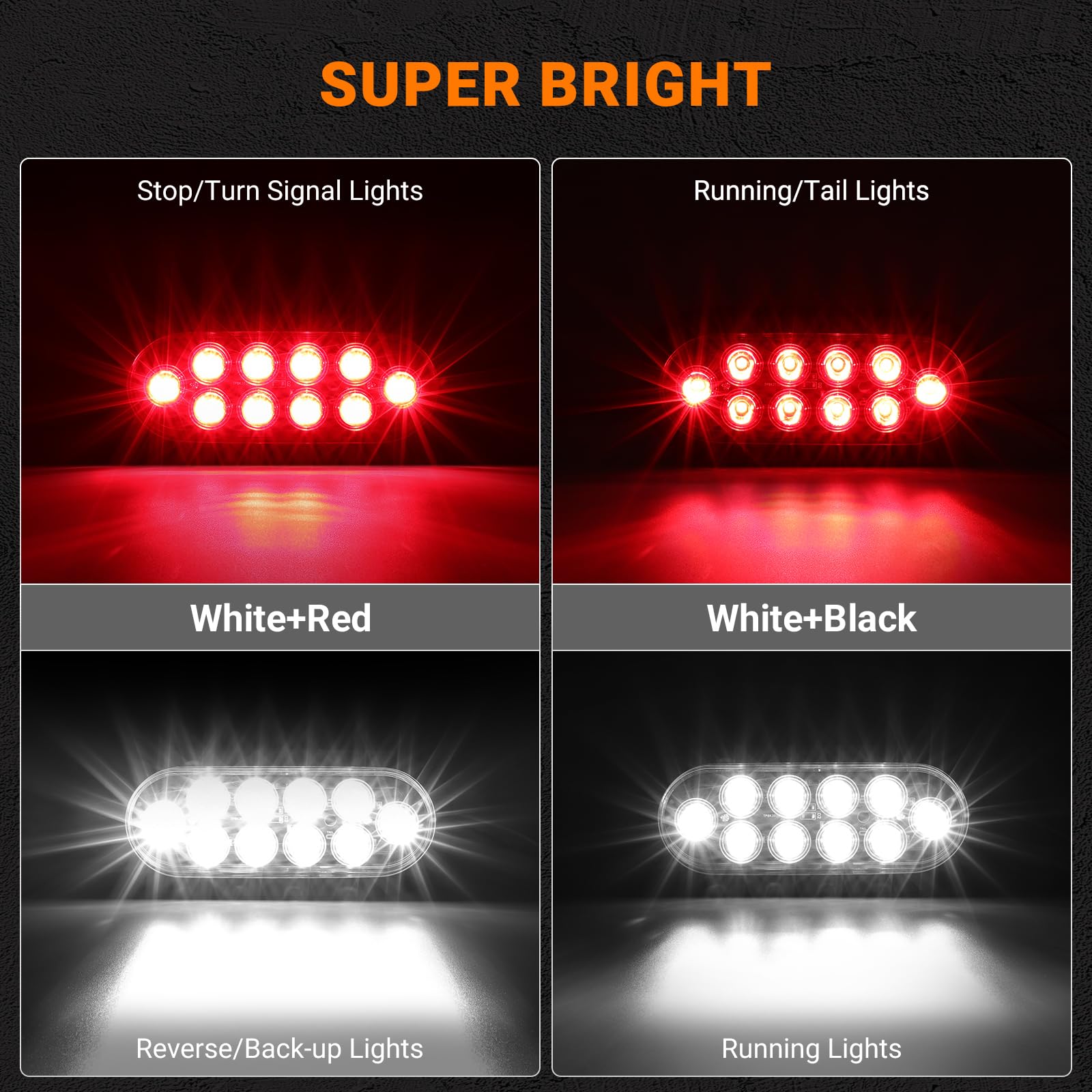 JZYZQBX 6in oval LED trailer light red rear view for safer braking.