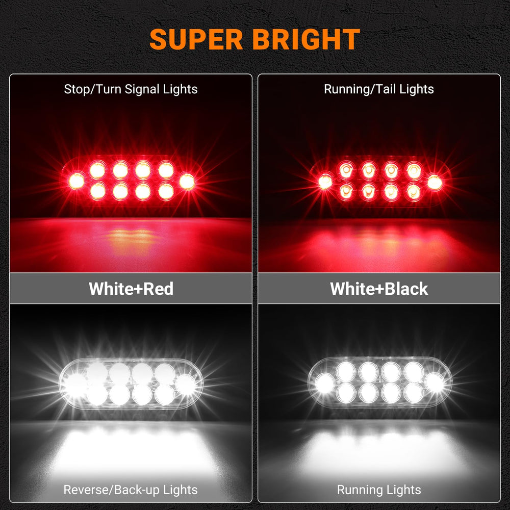JZYZQBX 6in oval LED trailer light red rear view for safer braking.