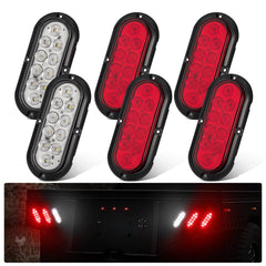 JZYZQBX 6in oval LED trailer light red side view boosts signaling on the road.
