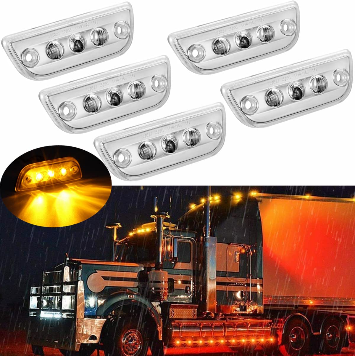 JZYZQBX 9LED cab marker top roof light with flush mount for improved visibility.