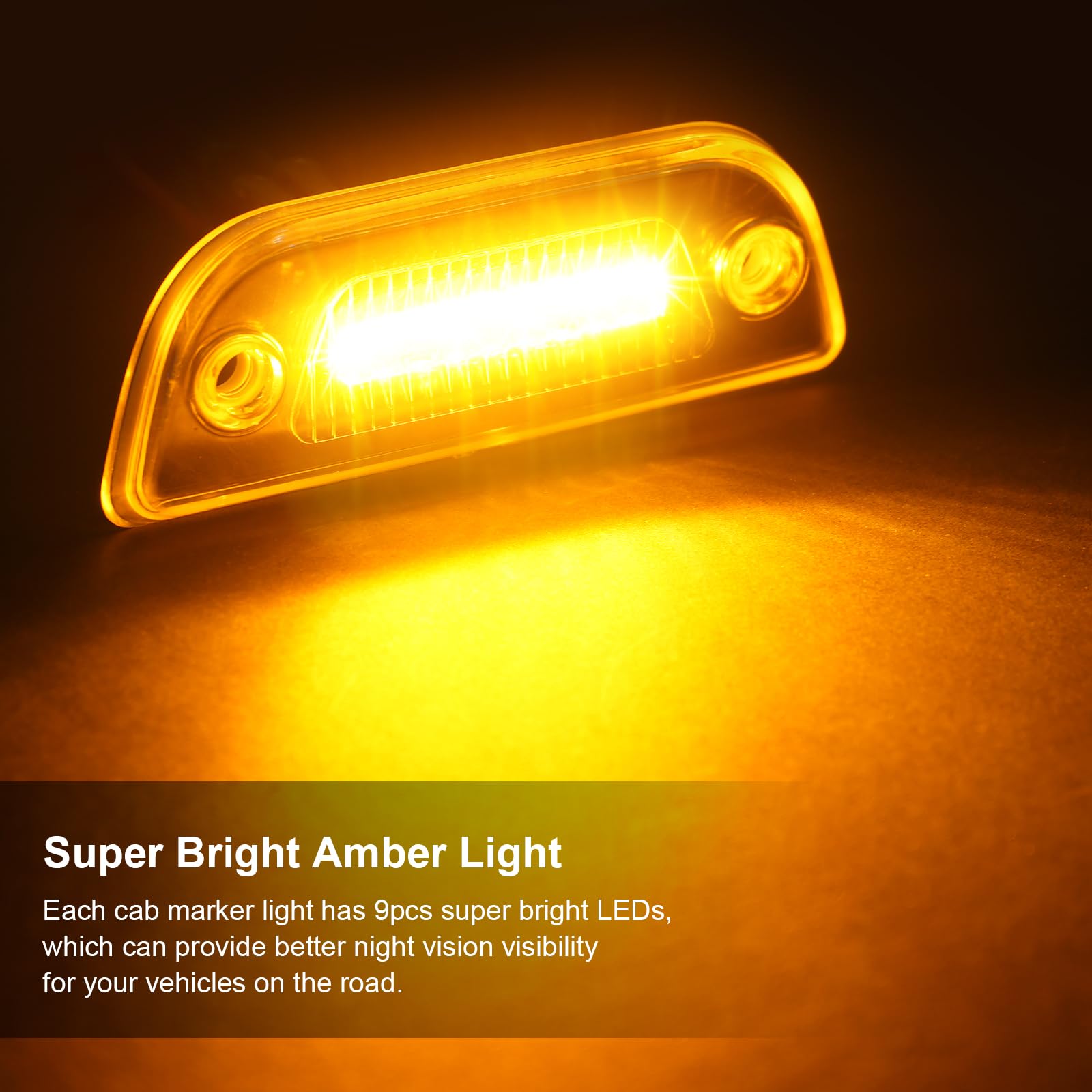 JZYZQBX amber cab marker provides bright night visibility for Kenworth and Peterbilt.