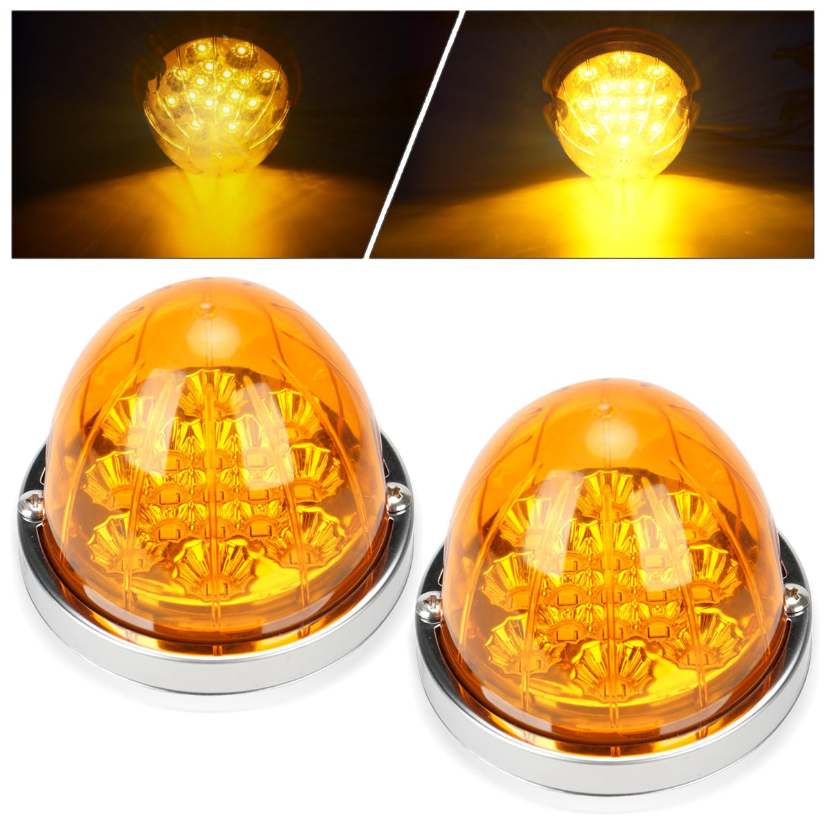 JZYZQBX watermelon light with amber lens and stainless bezel for enhanced signaling