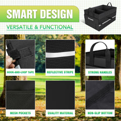 K KNODEL trunk organizer with mesh pockets for small item storage.
