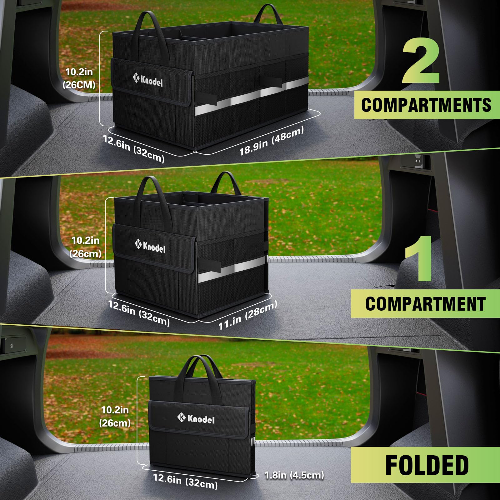 K KNODEL trunk organizer large side pocket for quick access.