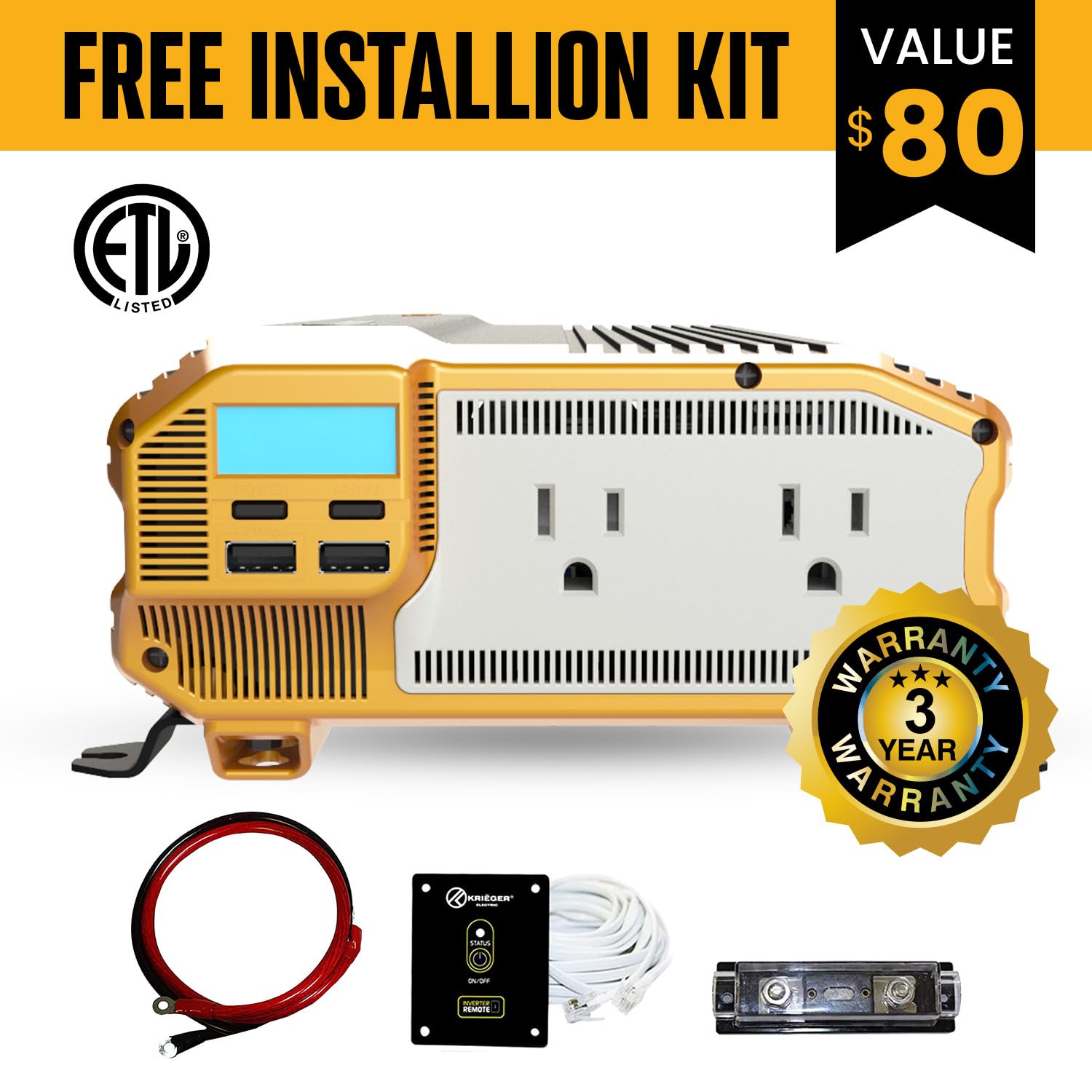 KR1500 inverter with remote control included for easy operation