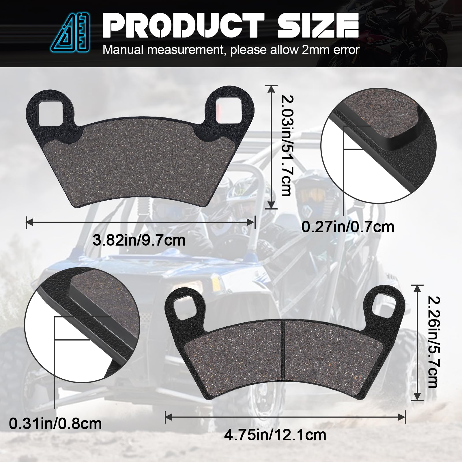 Kabing front brake pads for Polaris Ranger 700-800 deliver consistent braking under heavy use.