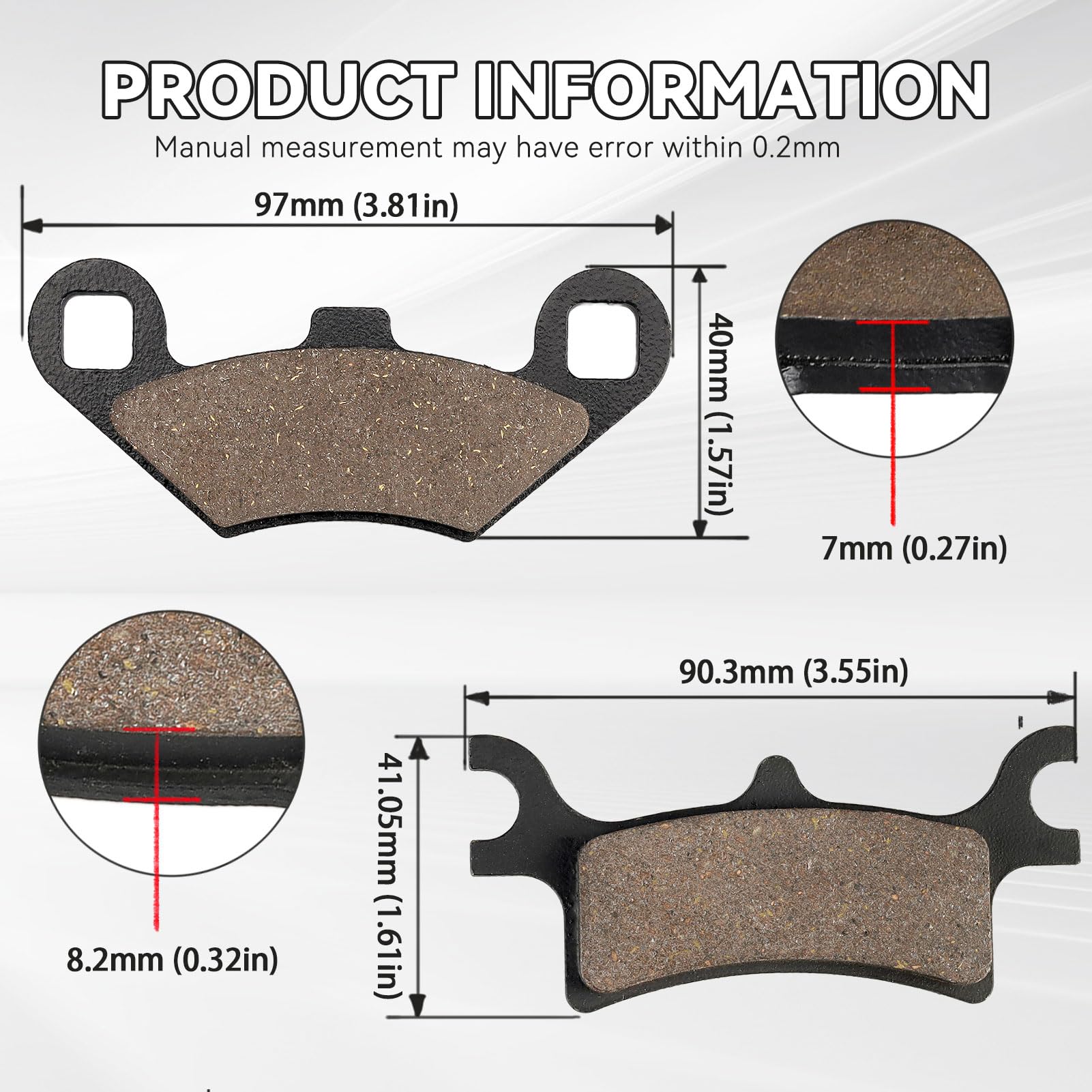 Kabing rear brake pad for Polaris Scrambler 500, reliable braking in mud and gravel