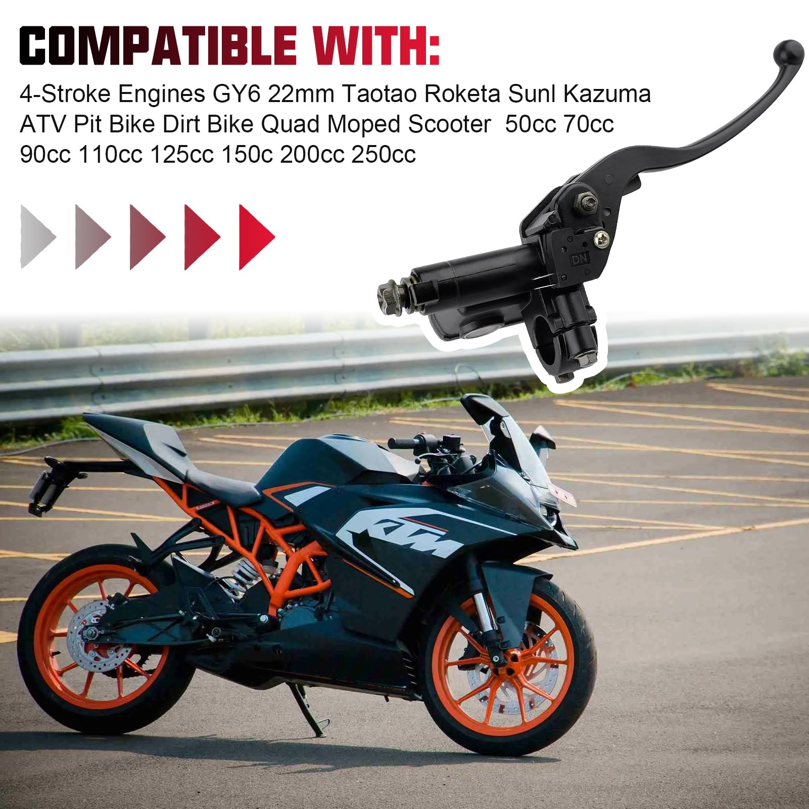 Kabing universal fitment covers 50cc to 250cc engines.