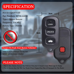 Kaboll Camry replacement fob back view highlighting easy self-programming readiness.