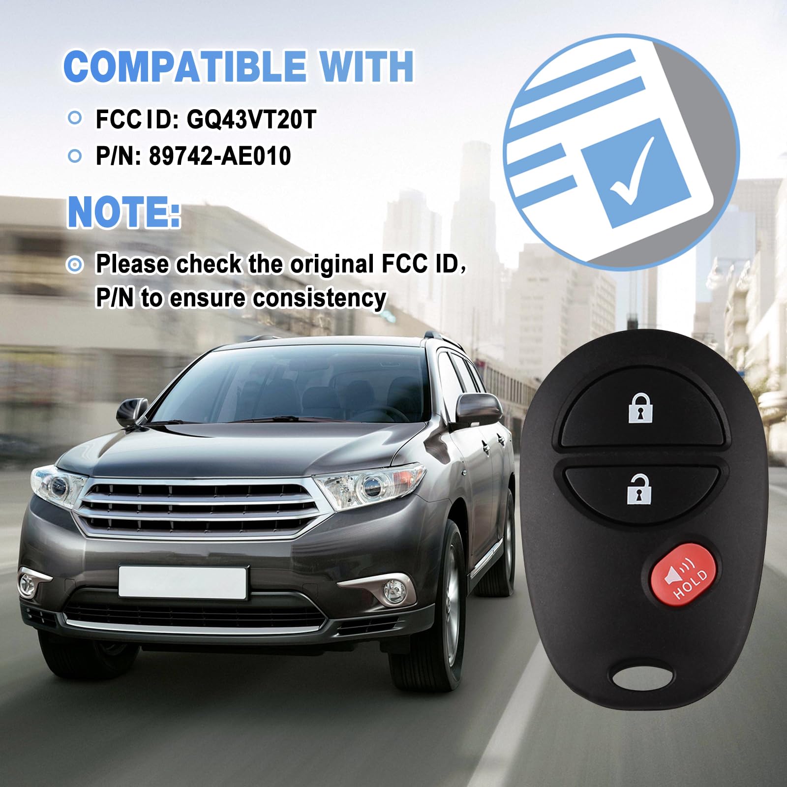Kaboll key fob for Toyota Tundra back view showing full functionality and easy pairing.