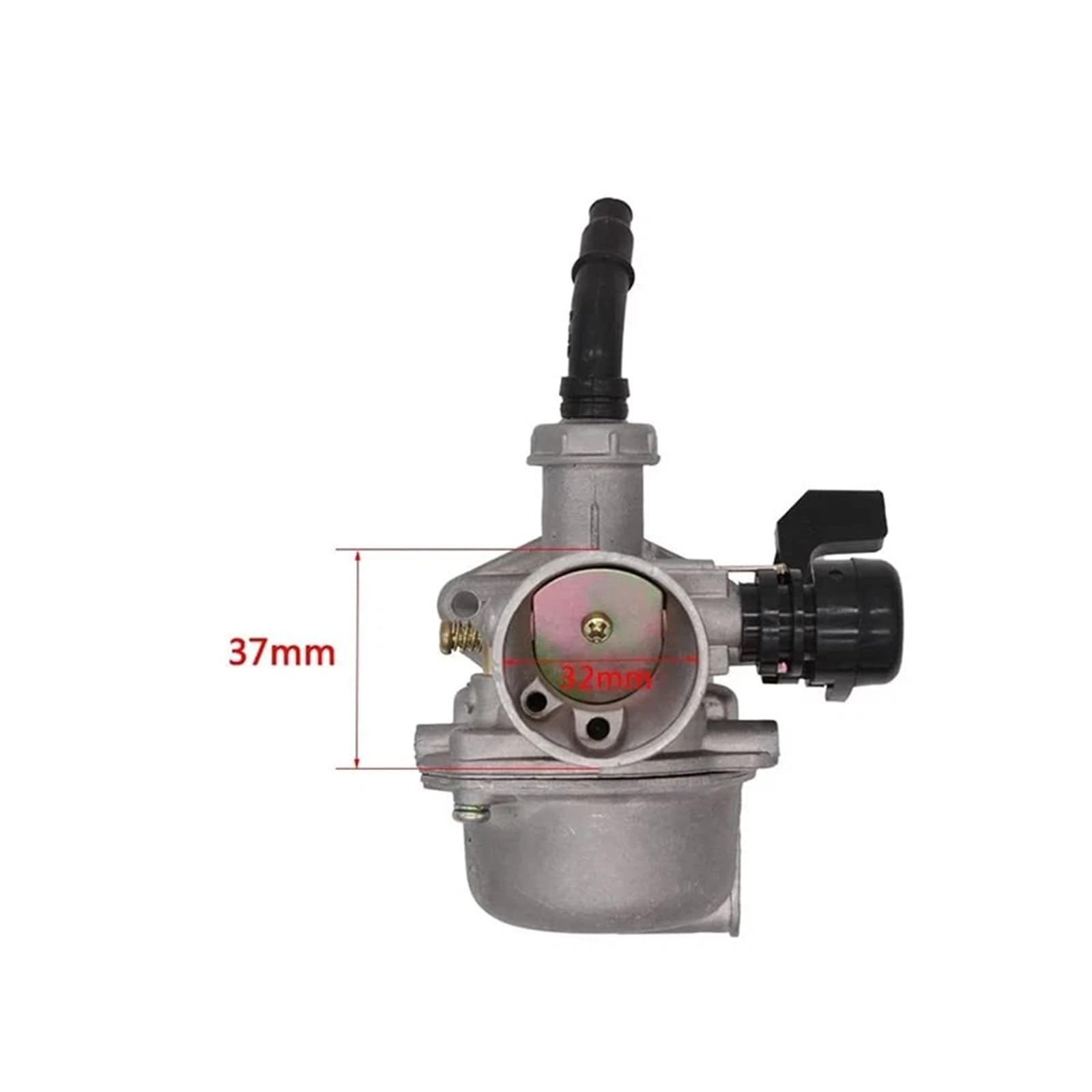 Kacarber AT125 carburetor showing 48mm bolt-hole spacing alignment.