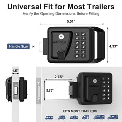 KACOLA IP65-rated RV lock protects against harsh weather during travel.